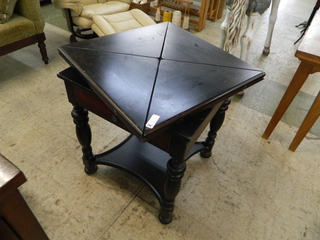 Hooker Black Game Table with Foldouts - 32" x 27" x 27" - 2