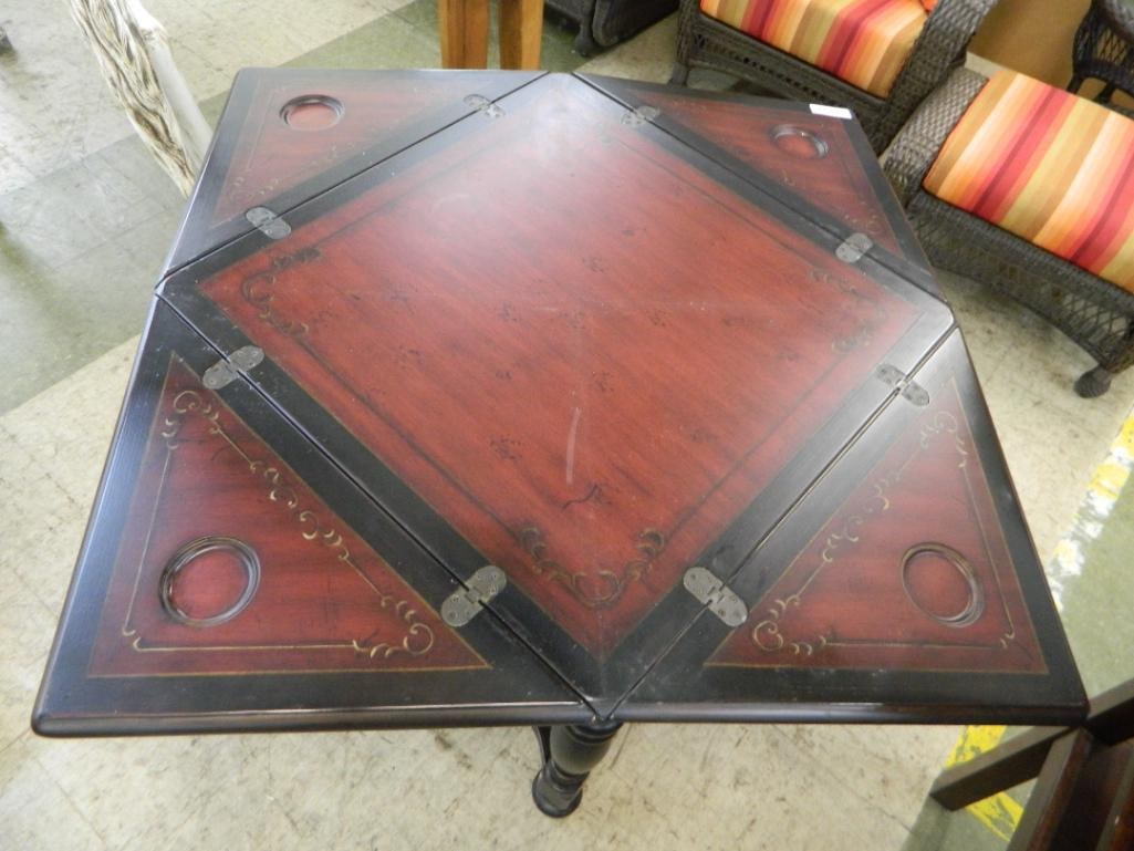 Hooker Black Game Table with Foldouts - 32" x 27" x 27" - 6