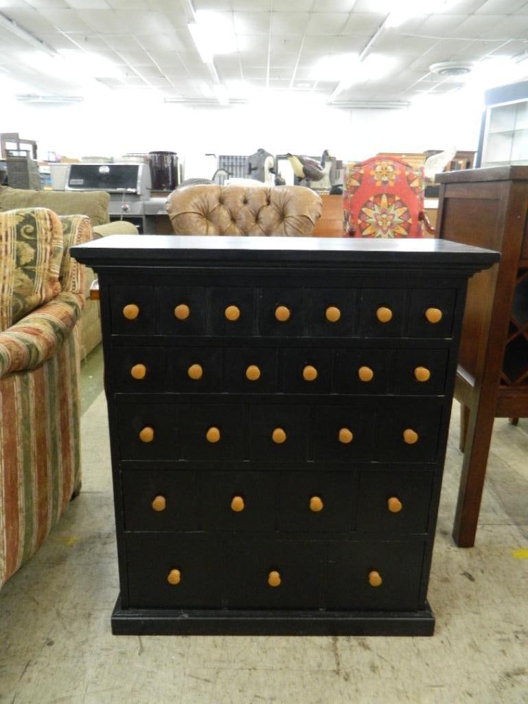 5 Drawer Chest - Black - Looks Like Many Drawers - 32" x 29" x 12" - 2