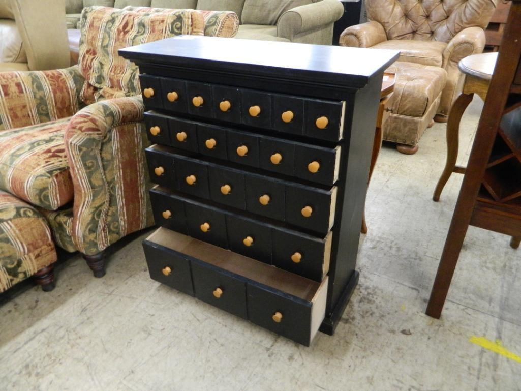 5 Drawer Chest - Black - Looks Like Many Drawers - 32" x 29" x 12" - 3