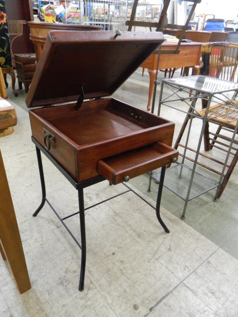 Habersham Style Pine & Metal Stand with Lift Up Top - 26" x 18" x 18" - 2
