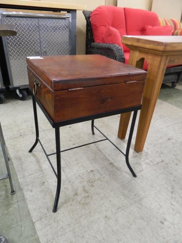 Habersham Style Pine & Metal Stand with Lift Up Top - 26" x 18" x 18" - 3
