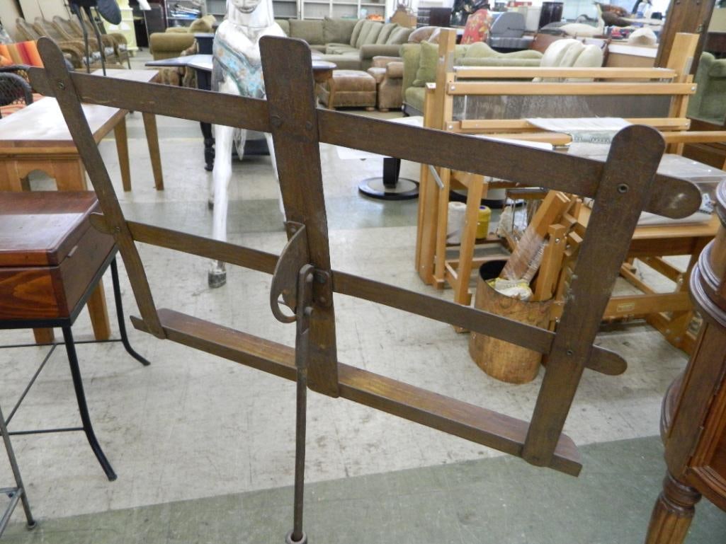 Older Cast Iron Base Music Stand - Adjustable - 45" x 20" x 14" - 3