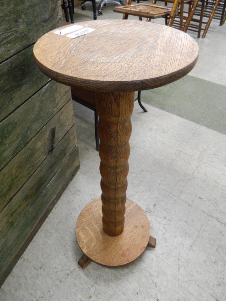 Oak Spool Type Plant Stand - 32" x 12" - 3