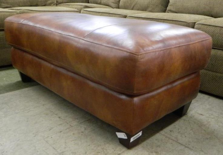 Large Brown Leather Ottoman - Signed Leather Master - 19" x 50" x 26": See Photos For Condition and Details