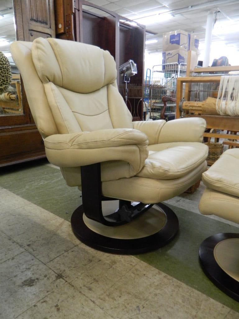 Barcalounger Leather Chair and Ottoman - Chair 40" x 33" x 35" - 3