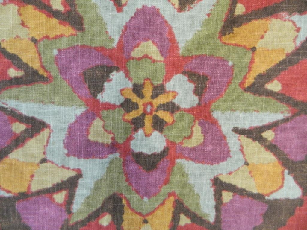 Carved wood Upholstered Arm Chair with Tacks - 47" x 28" x 29" - 5