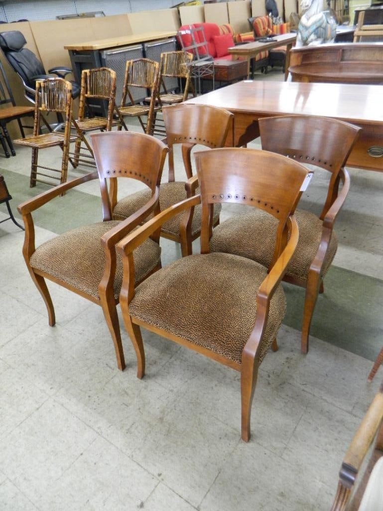 Group of 4 Upholstered Armchairs - Leopard Print - Each 35" x 22.5" x 21.5" - 2