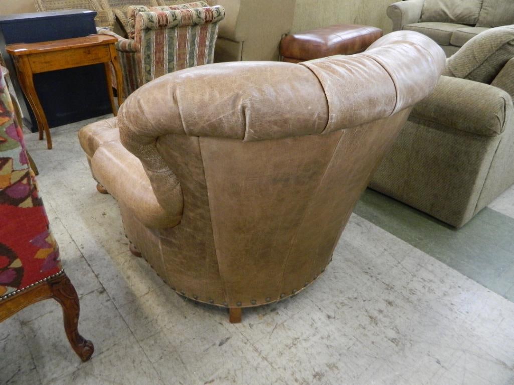 Flexsteel Leather Chair and Ottoman - Chair 37" x 38" x 40" - 3