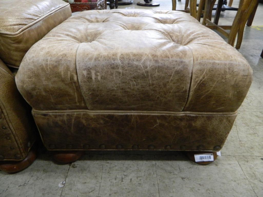 Flexsteel Leather Chair and Ottoman - Chair 37" x 38" x 40" - 6