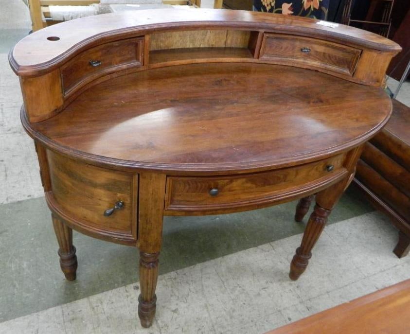 Oval Desk - 3 Drawers and 2 Doors - 36.5" x 47" x 28": See Photos For Condition and Details