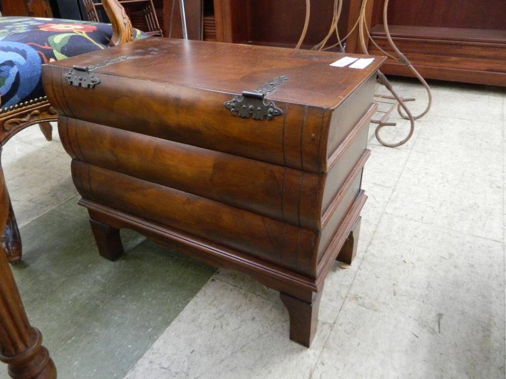 Vintage 2 Drawer Book Front Lift Top Miniature Chest - 19.5" x 23" x 13" - 4