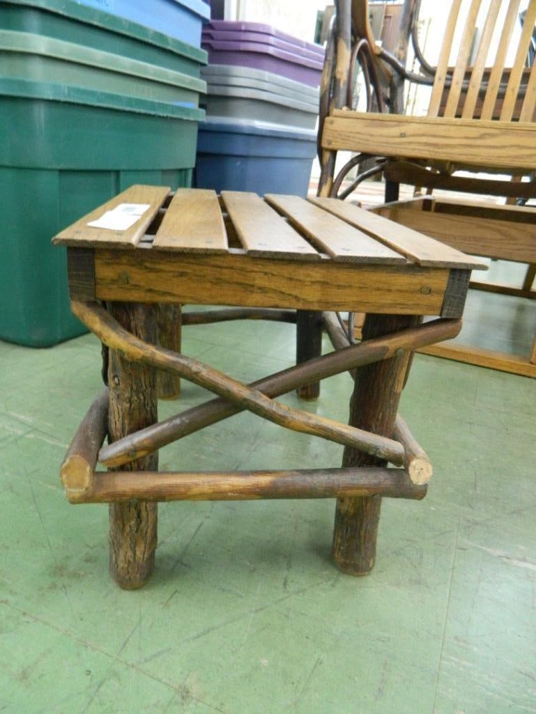 Amish Oak Natural Bent Wood Ottoman - 11.5" x 16.5" x 11" - 2