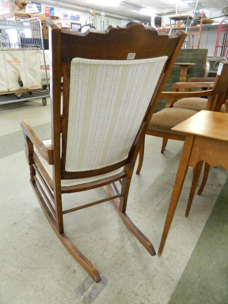 Vintage 1800s Upholstered Rocker - 39" x 22" x 35.5" - 4