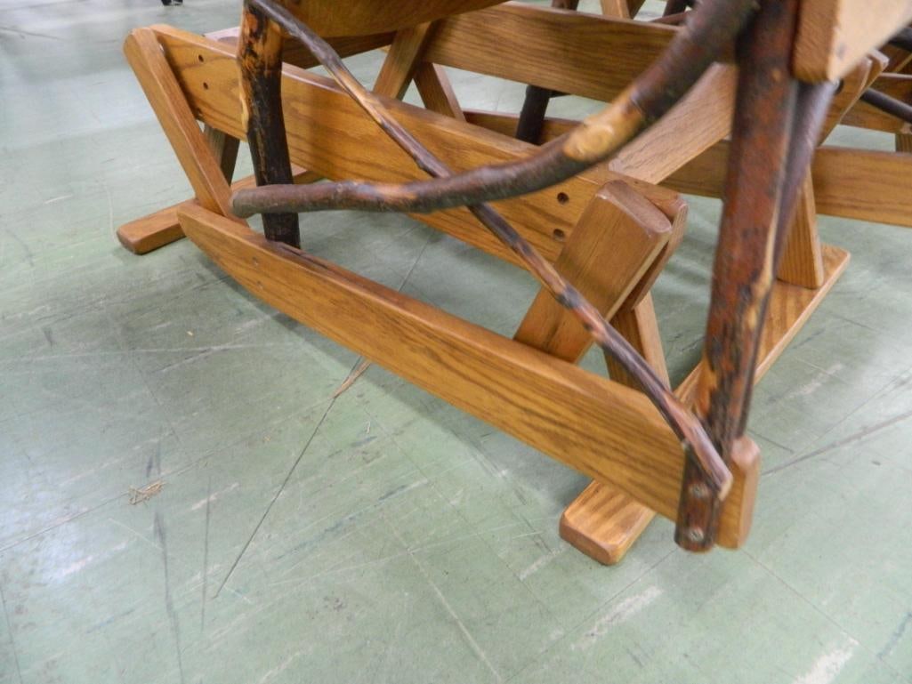 Amish Oak Natural Bent Wood Glider Chair - 42" x 27.5" x 32" - 3