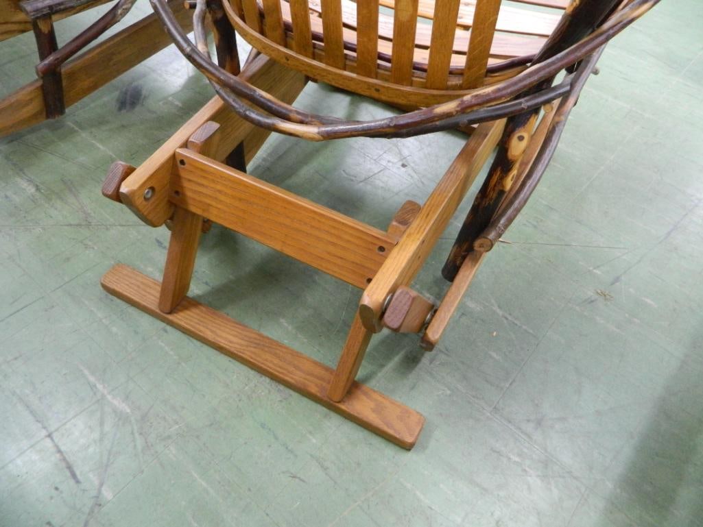 Amish Oak Natural Bent Wood Glider Chair - 42" x 27.5" x 32" - 4