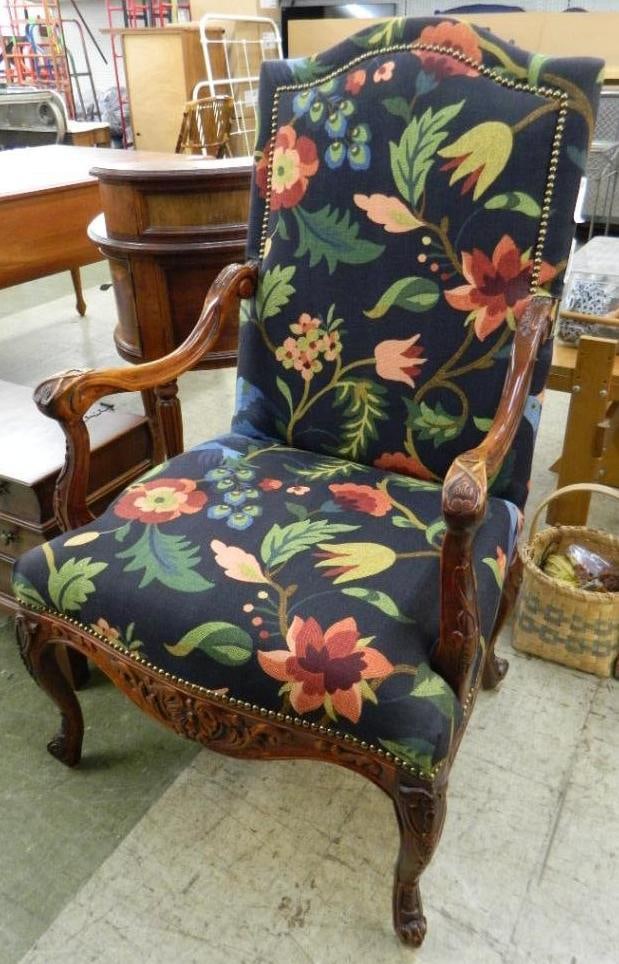 Upholstered Arm Chair - 46.5" x 28" x 27": See Photos For Condition and Details