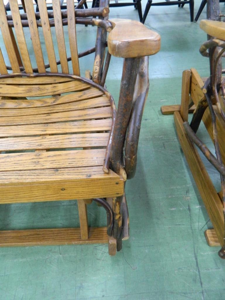 Amish Oak Natural Bent Wood Glider Chair - 42" x 27.5" x 32" - 4