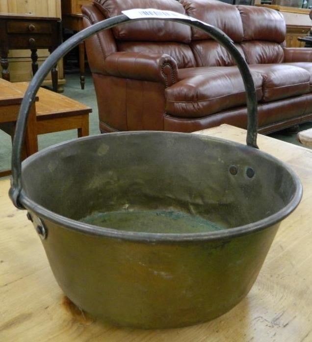 Copper Fixed Handled Bucket - 12" x 12.5": See Photos For Condition and Details