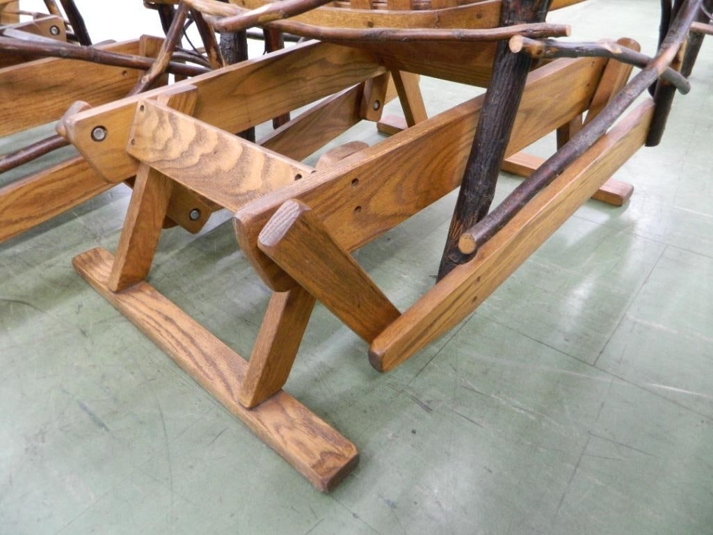 Amish Oak Natural Bent Wood Glider Chair - 42" x 27.5" x 32" - 4