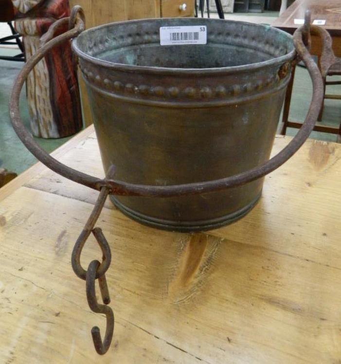 Copper Handled Bucket - 8" x 10": See Photos For Condition and Details