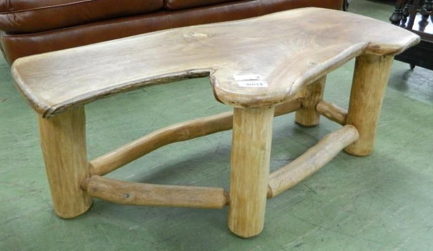 Natural Wood Slab Coffee Table - 18" x 46" x 21.5": See Photos For Condition and Details