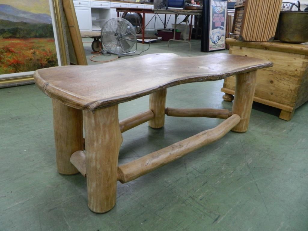 Natural Wood Slab Coffee Table - 18" x 46" x 21.5" - 3