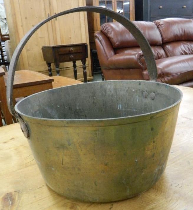Brass Fixed Handled Bucket - 11" x 11": See Photos For Condition and Details