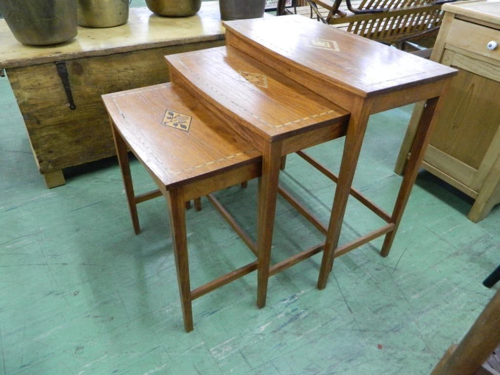 Inlaid Nesting Tables - Big One 25.5" x 25" x 13" - 3