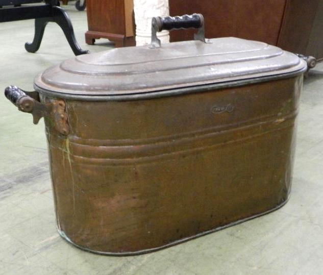 Copper Boiler with Lid and Side Handles - 18" x 28.5" x 15": See Photos For Condition and Details