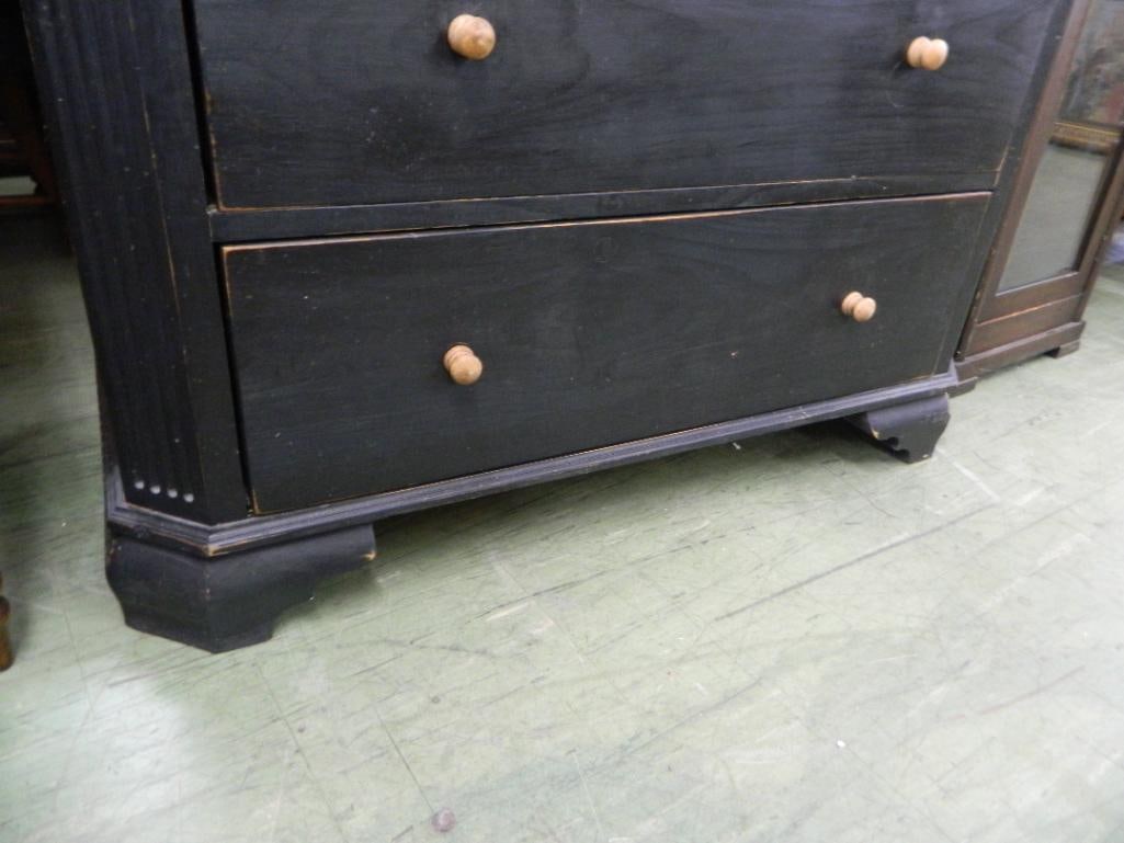 Newer Black Painted 5 Drawer Highboy Dresser - 64" x 48" x 23" - 3