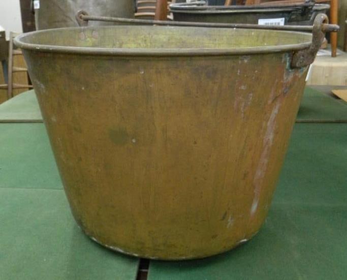 Brass Handled Bucket - 12" x 18": See Photos For Condition and Details