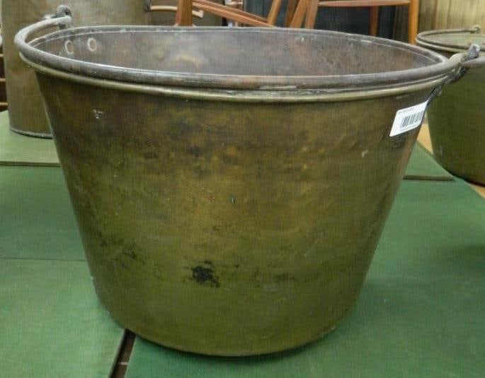 Brass Handled Bucket - 13" x 18.5": See Photos For Condition and Details