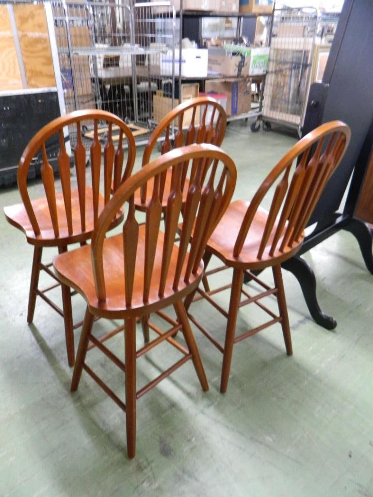 Group of 4 Swivel Windsor Back Counter Height Bar Stools - Each 41.5" x 16.5" x 17" - 3