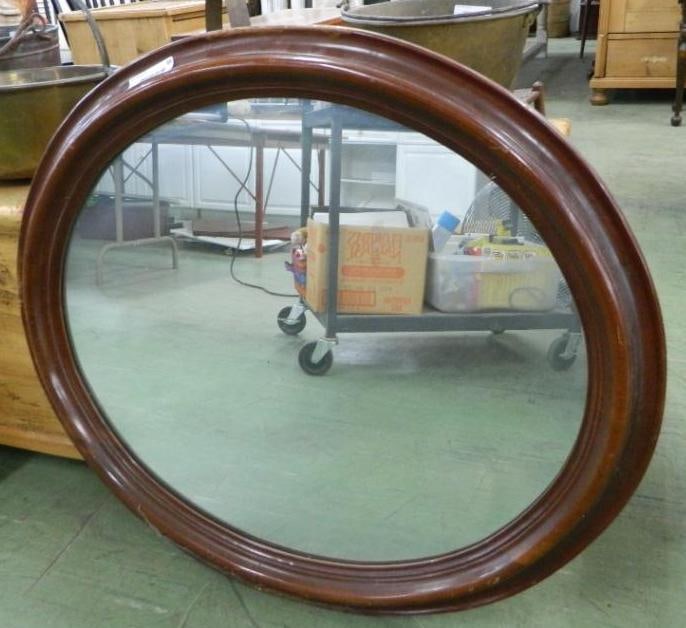 Statton Wall Hung Oval Mirror - 33.5" x 29.5": See Photos For Condition and Details