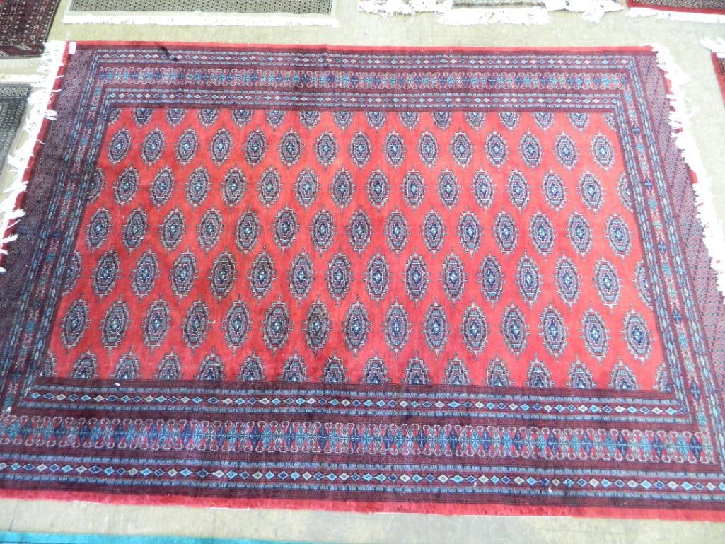Room Size Rug - Maroon Red and Navy - 110" x 74": See Photos For Condition and Details