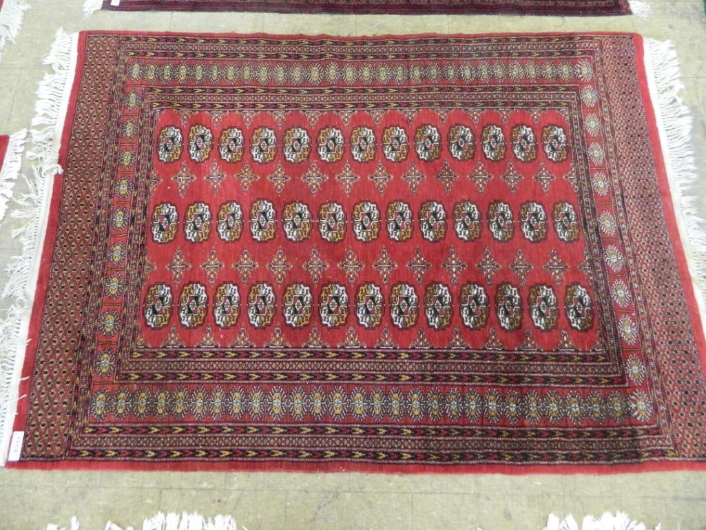 Area Rug - Maroon Black and Beige - 77" x 52.5": See Photos For Condition and Details