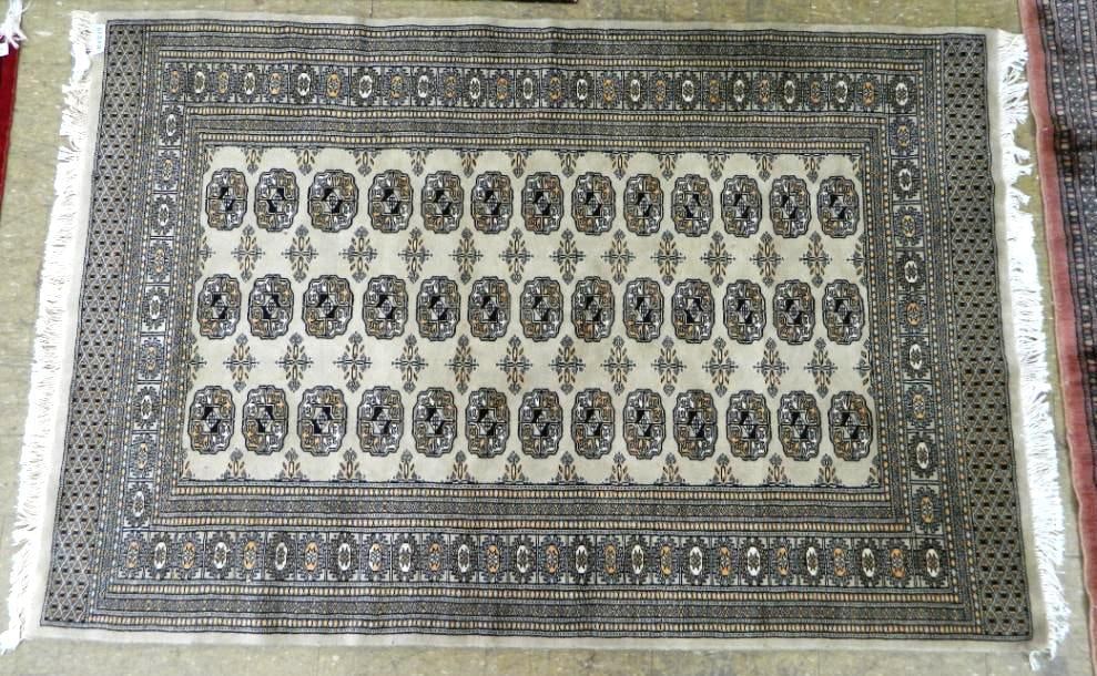 Area Rug - Beige Black and Peach - 77" x 49.5": See Photos For Condition and Details