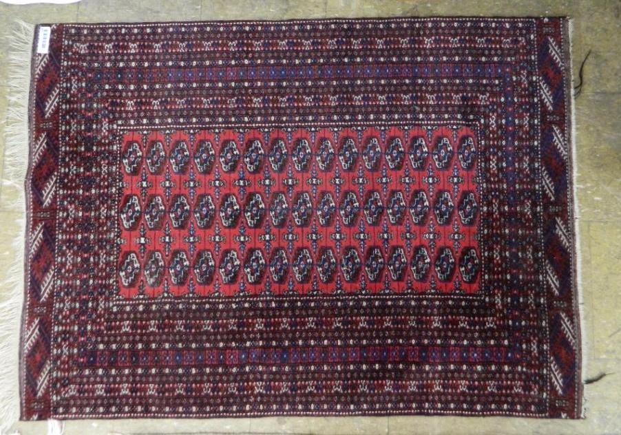 Area Rug - Red Maroon and Navy - 52" x 36.5": See Photos For Condition and Details
