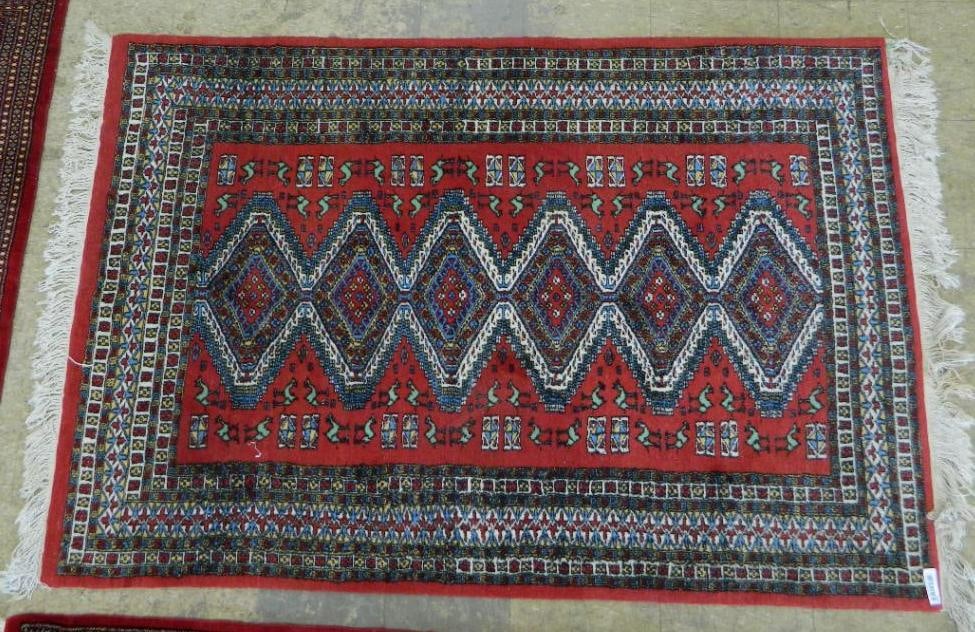 Area Rug - Red Navy and Beige - 78" x 49.5": See Photos For Condition and Details