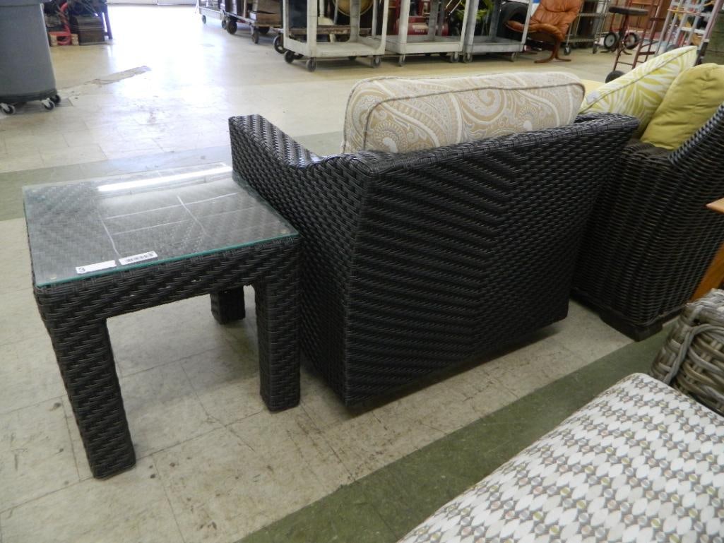 PVC Wicker Swivel Glider with Side Table - Chair 29" x 32" x 31" - 3