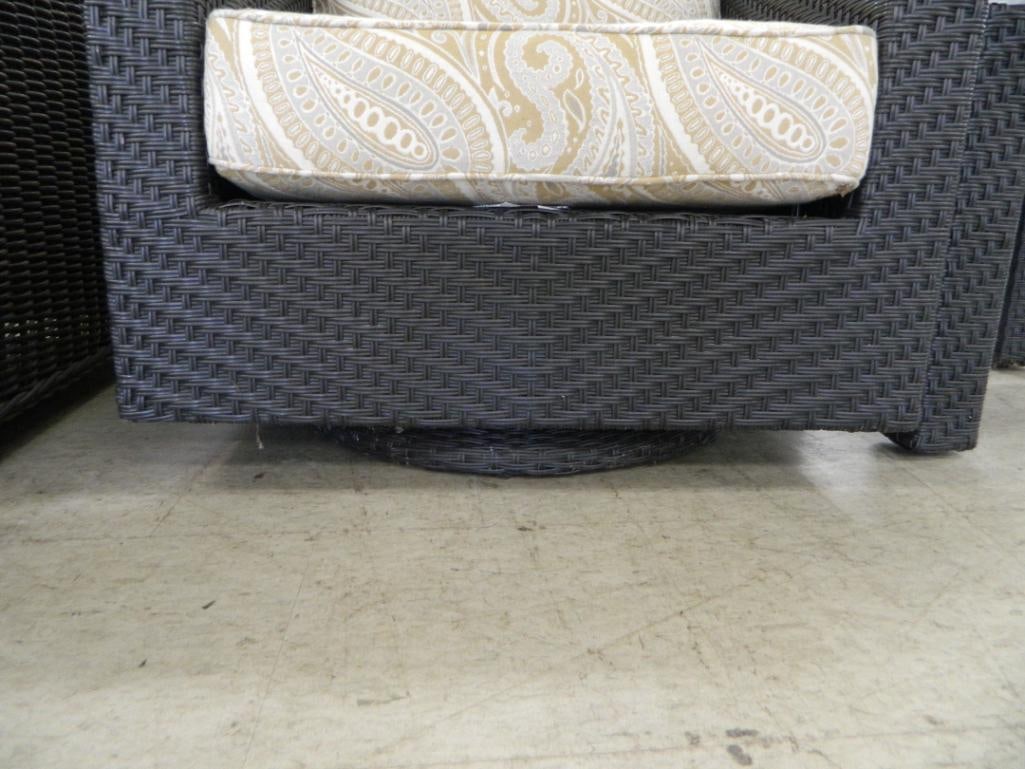 PVC Wicker Swivel Glider with Side Table - Chair 29" x 32" x 31" - 5