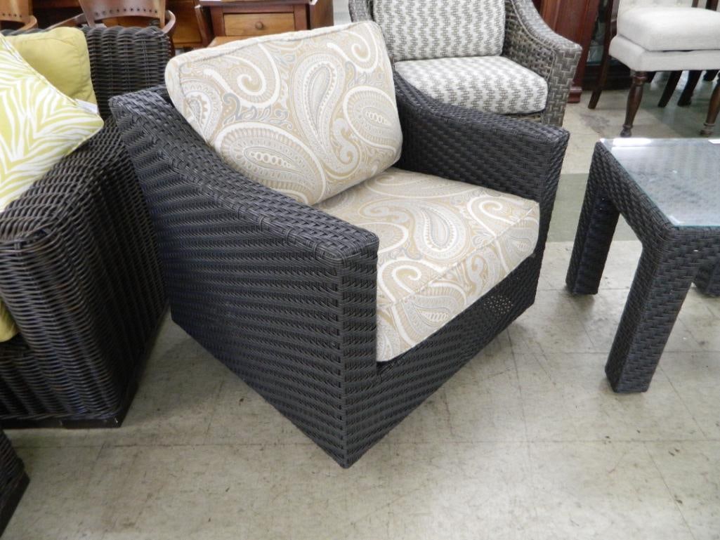 PVC Wicker Swivel Glider with Side Table - Chair 29" x 32" x 31" - 6
