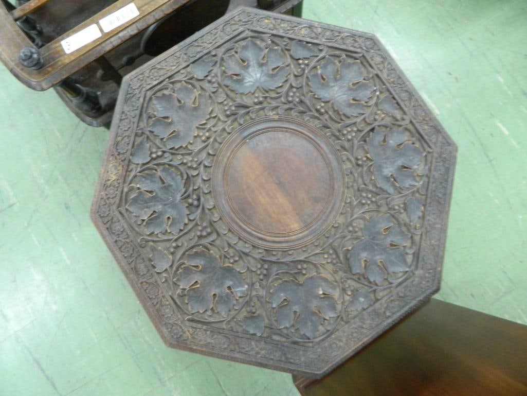 Carved Middle Eastern Collapsible Table - 23" x 21" x 21" - 2