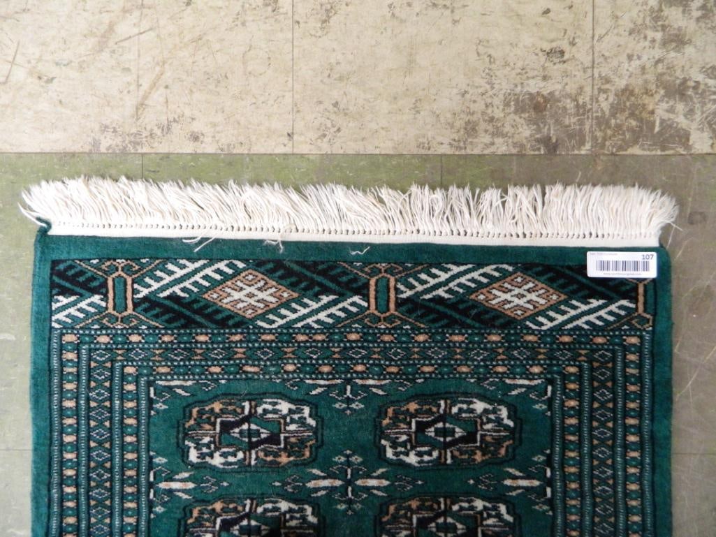 Small Area Rug - Teal Black and Cream - 41" x 25.5" - 3