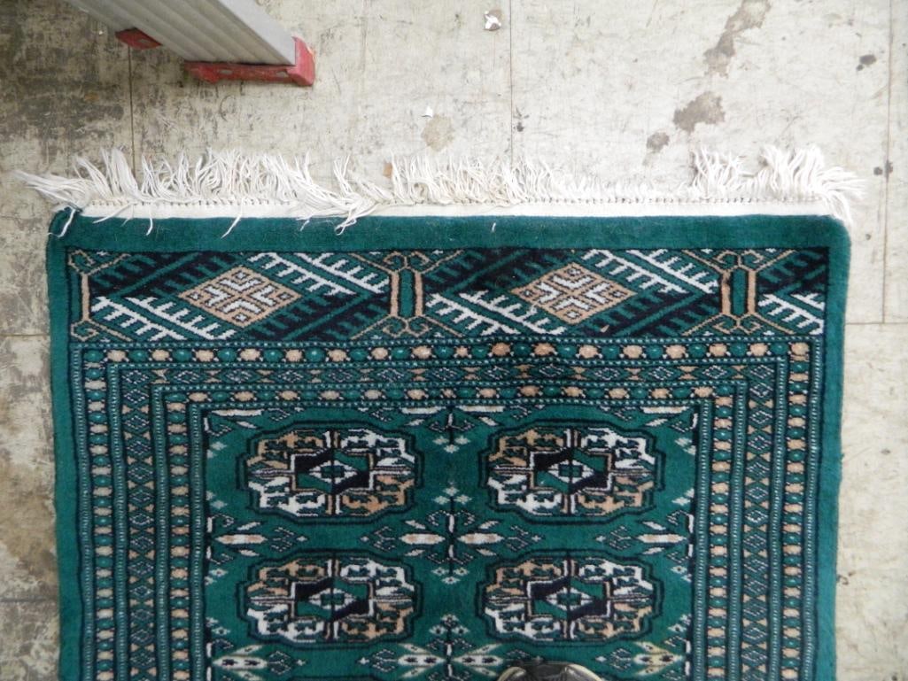Small Area Rug - Teal Black and Cream - 41" x 25.5" - 4