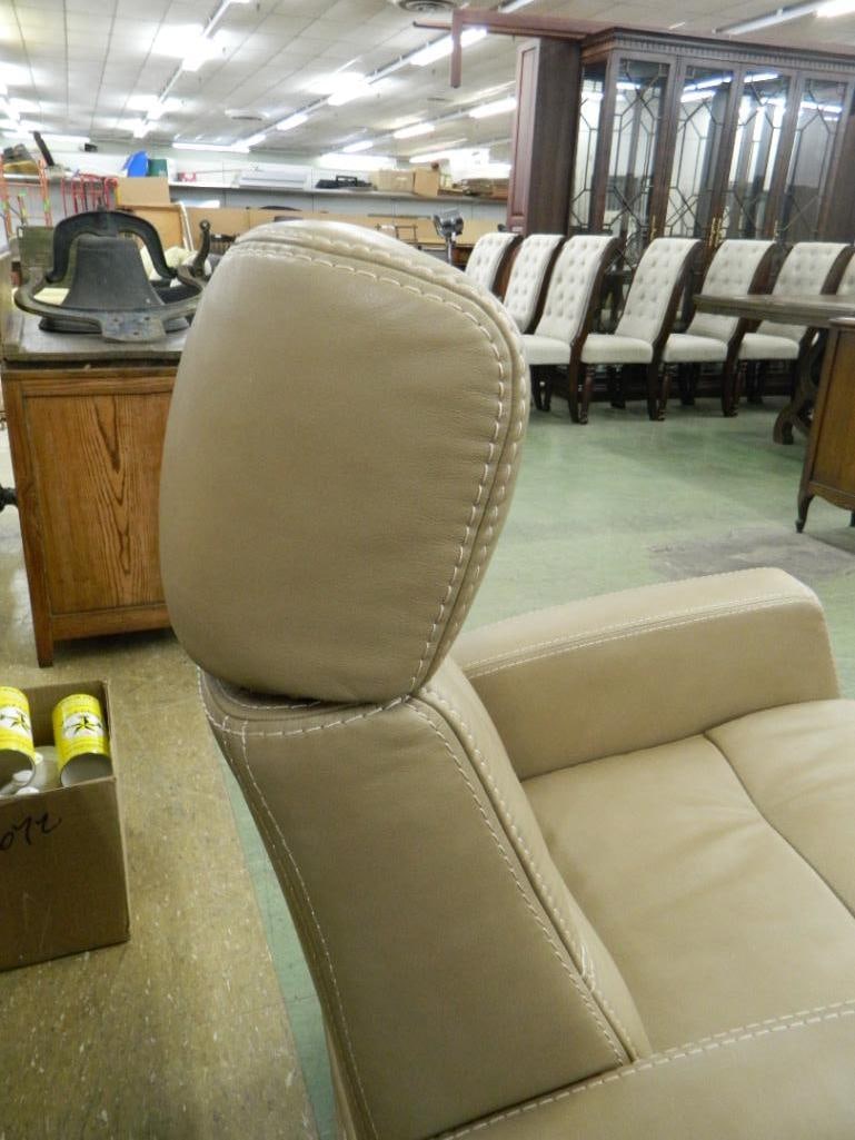 Pair of IMG Norway Beige Leather Reclining Swivel Rockers - Each 39" x 29.5" x 30" - 5