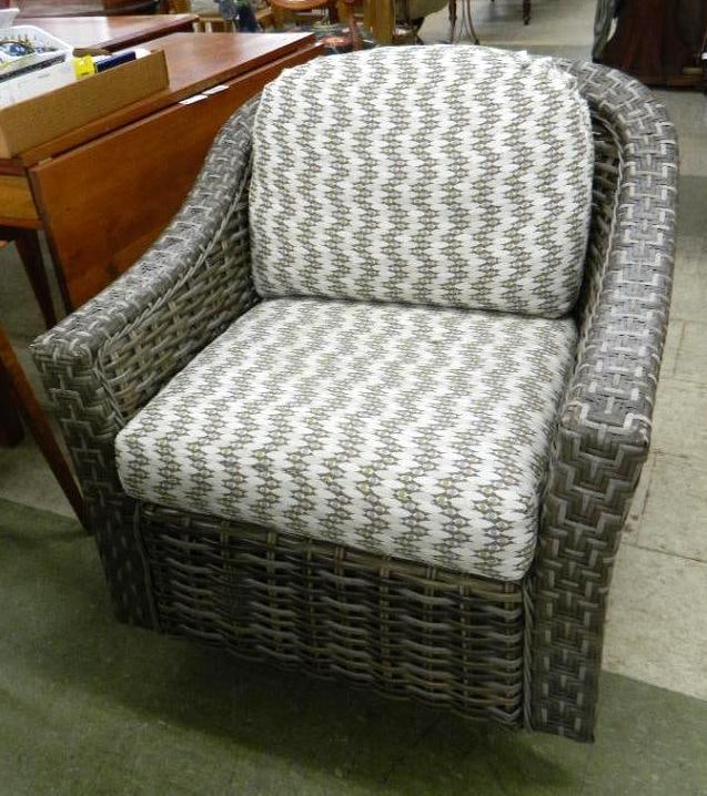 PVC Wicker Swivel Glider - 33" x 34" x 34": See Photos For Condition and Details