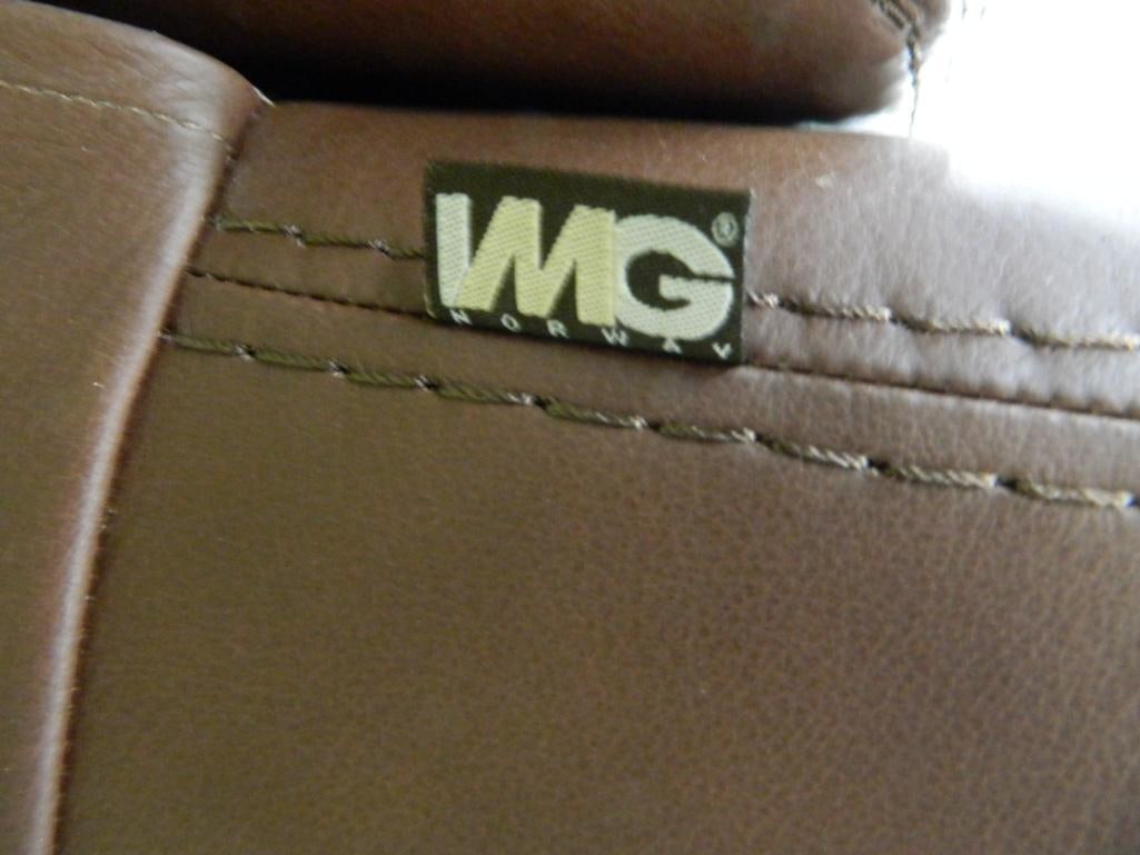 Pair of IMG Norway Dark Brown Leather Reclining Swivel Rockers - Each 39" x 29.5" x 30" - 3