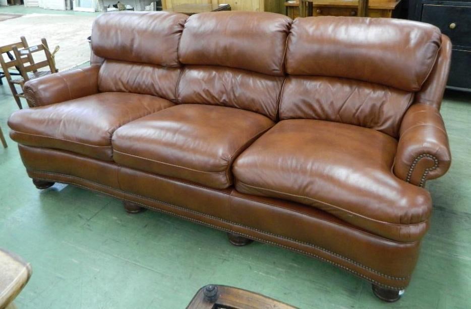 Hancock and Moore Leather Couch - 36" x 84" x 36": See Photos For Condition and Details